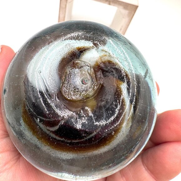 Antique Glass Dump Paperweight Swirl Design Interior Unsigned Pontal scare - Picture 9 of 10